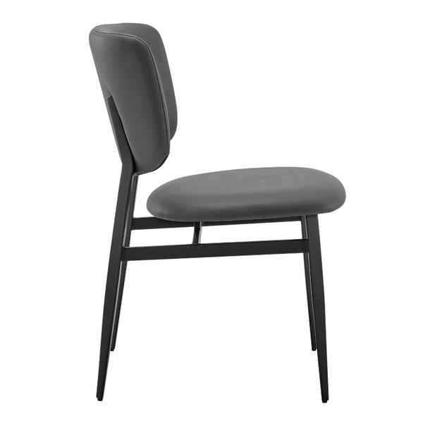 EuroStyle Felipe Contract Grade Leatherette Dining Chair with Powder Coated Steel Base Gray Leatherette 30947-GRY