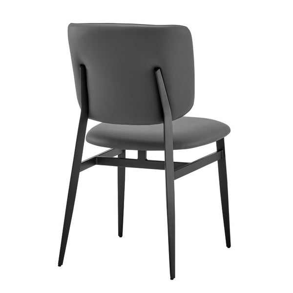 EuroStyle Felipe Contract Grade Leatherette Dining Chair with Powder Coated Steel Base Gray Leatherette 30947-GRY