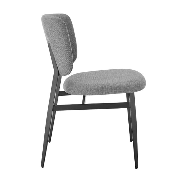 EuroStyle Felipe Contract Grade Leatherette Dining Chair with Powder Coated Steel Base Gray Fabric 30949-GRY