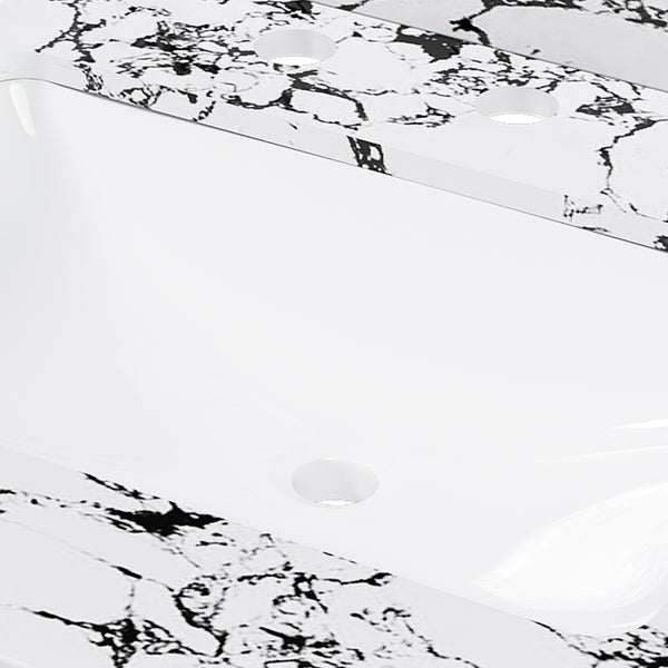 English Elm 37"X22" Panda White Artificial Marble Bathroom Vanity Top With Sink, Backsplash & Easy Install W509P362106