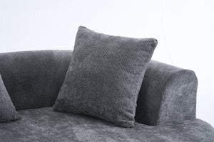 English Elm Crescent-shaped Chenille Loveseat Low Profile Curved Sofa for Modern Living Rooms Grey W5188P450353