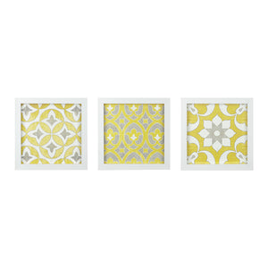 Madison Park Tuscan Tiles Global Inspired Distressed Yellow Medallion 3-piece Wall Decor Set MP95B-0002 Yellow