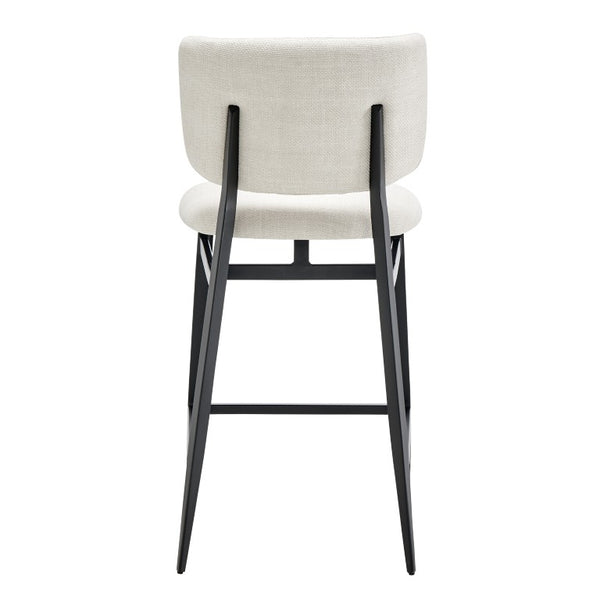EuroStyle Felipe Upholstered Counter Stool with Curved Back and Matte Black Steel Base Beige Fabric 30972-BG