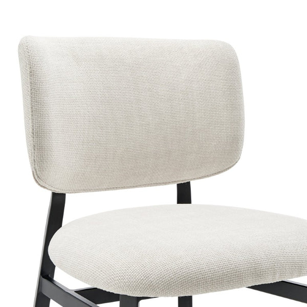EuroStyle Felipe Upholstered Counter Stool with Curved Back and Matte Black Steel Base Beige Fabric 30972-BG