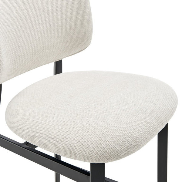 EuroStyle Felipe Upholstered Counter Stool with Curved Back and Matte Black Steel Base Beige Fabric 30972-BG