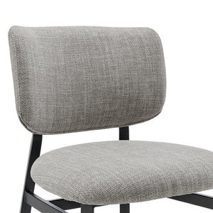 EuroStyle Felipe Upholstered Counter Stool with Curved Back and Matte Black Steel Base Gray Fabric 30972-GRY