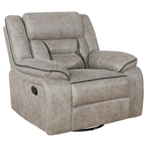 English Elm Brazelton Elegant Upholstered Swivel Glider Recliner in Performance Leatherette with Pillow Arms, Luxe Comfort taupe B062P357786
