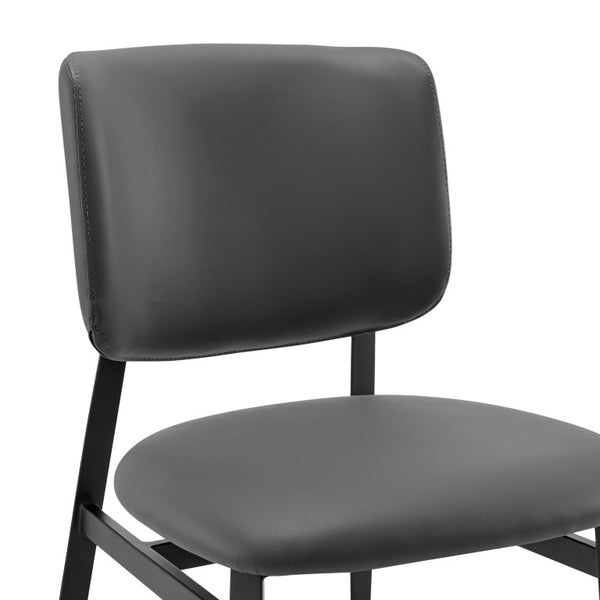 EuroStyle Felipe Upholstered Counter Stool with Curved Back and Matte Black Steel Base Gray Leatherette 30973-GRY