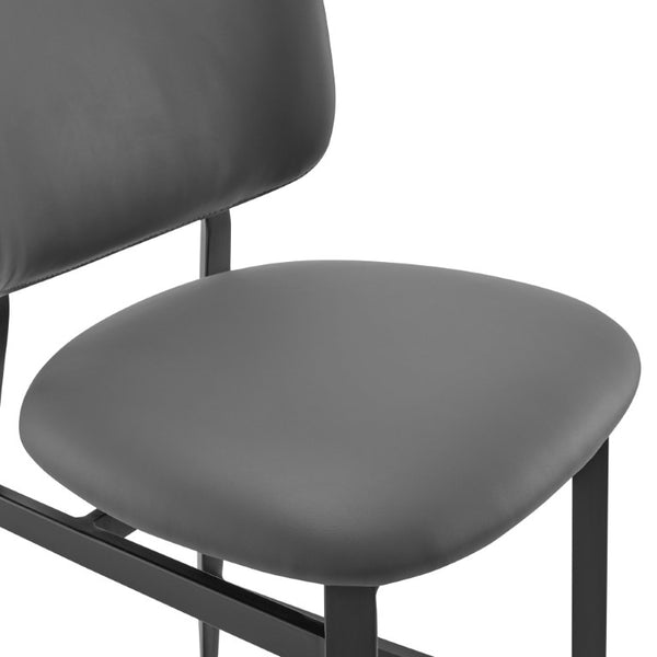 EuroStyle Felipe Upholstered Counter Stool with Curved Back and Matte Black Steel Base Gray Leatherette 30973-GRY