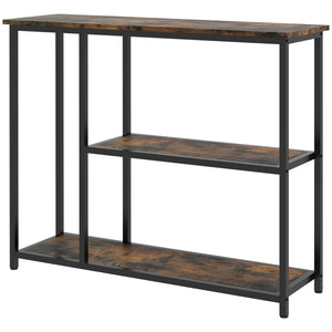 English Elm HOMCOM 39" Console Table with 2 Shelves, Steel Frame Entryway Sofa Table, Narrow Modern Brown W2225P229241