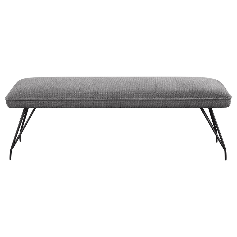 English Elm Kailea Grey Upholstered Dining Bench with Foam Comfort, Vintage Hairpin Legs for Small Spaces B062P299823
