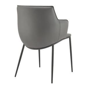EuroStyle Ronja Leatherette Accent Armchair with Sculptural Back and Matte Black Steel Base Gray 30980-GRY