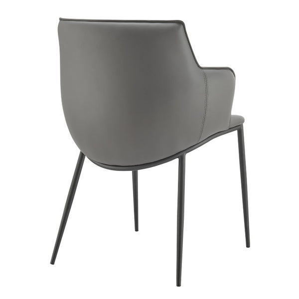 EuroStyle Ronja Leatherette Accent Armchair with Sculptural Back and Matte Black Steel Base Gray 30980-GRY