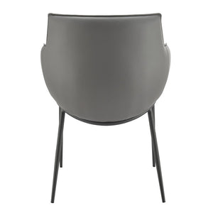 EuroStyle Ronja Leatherette Accent Armchair with Sculptural Back and Matte Black Steel Base Gray 30980-GRY