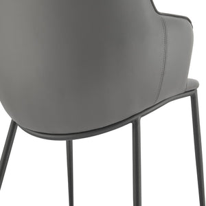 EuroStyle Ronja Leatherette Accent Armchair with Sculptural Back and Matte Black Steel Base Gray 30980-GRY