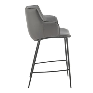 EuroStyle Ronja Sculptural Leatherette Counter Stool with Powder Coated Steel Legs for Kitchen Islands Gray 30982-GRY