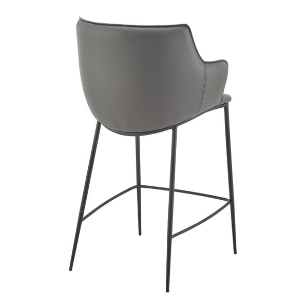 EuroStyle Ronja Sculptural Leatherette Counter Stool with Powder Coated Steel Legs for Kitchen Islands Gray 30982-GRY