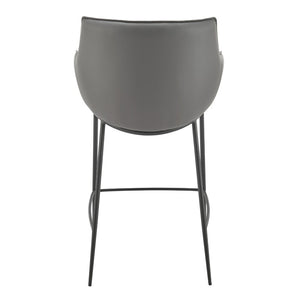 EuroStyle Ronja Sculptural Leatherette Counter Stool with Powder Coated Steel Legs for Kitchen Islands Gray 30982-GRY