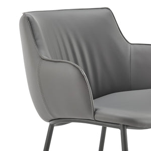 EuroStyle Ronja Sculptural Leatherette Counter Stool with Powder Coated Steel Legs for Kitchen Islands Gray 30982-GRY