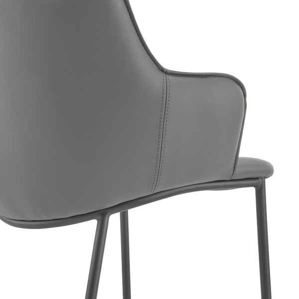 EuroStyle Ronja Sculptural Leatherette Counter Stool with Powder Coated Steel Legs for Kitchen Islands Gray 30982-GRY
