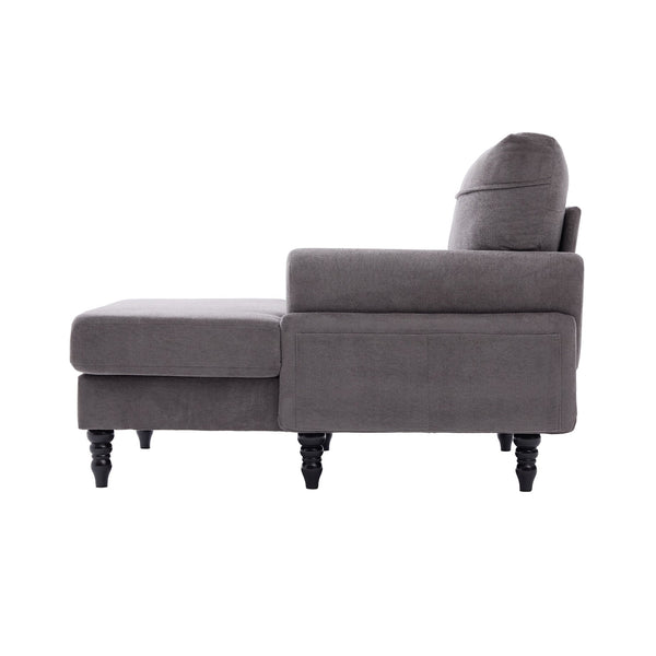 English Elm Modern Chenille Fabric Recliner Chaise Lounge Sofa with High-Resilience Foam, 550LB Capacity, Cozy Plush Backrest and Armrests for Living Room Relaxation Dark Gray W395P371335