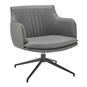 Eurostyle Ronja Swivel Lounge Chair With Textured Leatherette And Sleek Black Steel Base For Modern Elegance Gray Steel 30984-gry