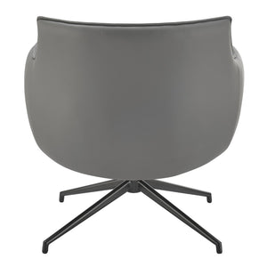 Eurostyle Ronja Swivel Lounge Chair With Textured Leatherette And Sleek Black Steel Base For Modern Elegance Gray Steel 30984-gry