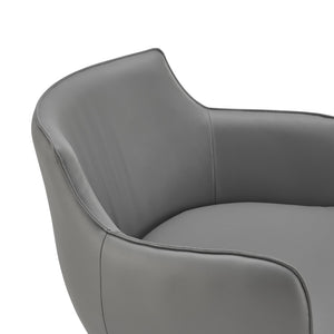 Eurostyle Ronja Swivel Lounge Chair With Textured Leatherette And Sleek Black Steel Base For Modern Elegance Gray Steel 30984-gry