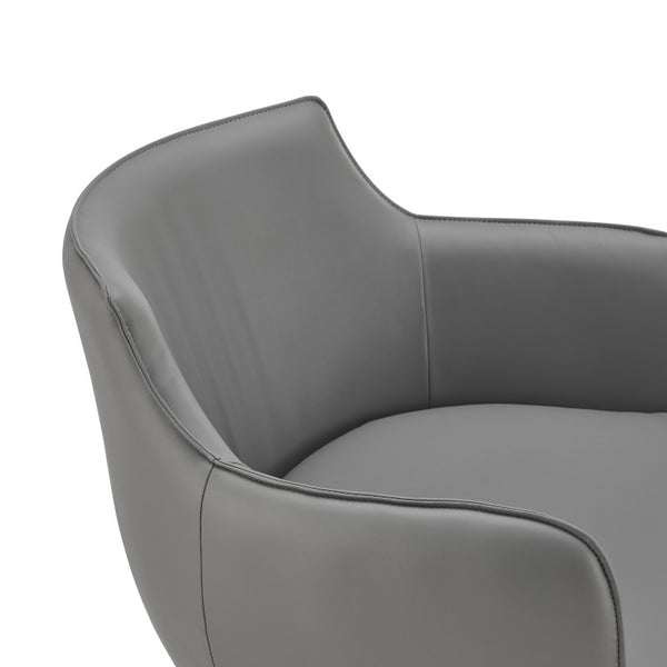 EuroStyle Ronja Sculptural Swivel Lounge Chair Wrinkled Leatherette Upholstery Steel Base Gray 30984-GRY