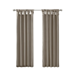 English Elm Twist Tab Lined Window Curtain Panel - Luxurious Pewter Faux-Silk Elegance, 50X95" For Any Room B03598042-GIGA