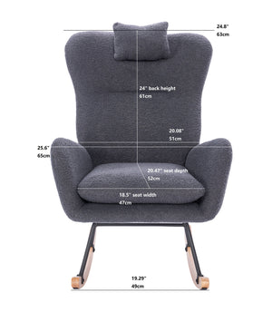 English Elm Teddy Dark Grey Upholstered Nursery Rocking Chair - Ergonomic High Back, Plush Seat, Sturdy Frame W2069P174789