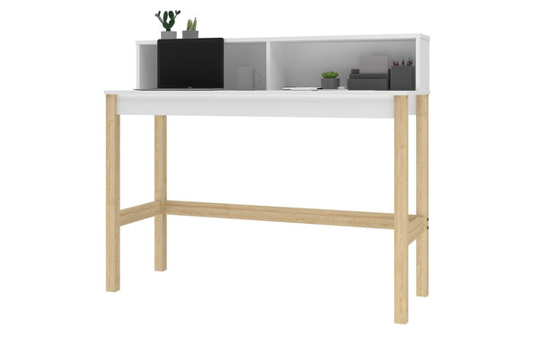 Manhattan Comfort Bowery Mid-Century Modern Desk White and Oak 309AMC157