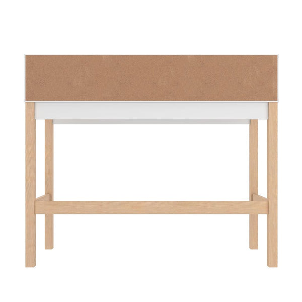 Manhattan Comfort Bowery Mid-Century Modern Desk White and Oak 309AMC157