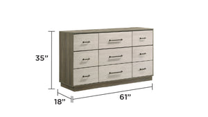 English Elm Gem 9-Drawer Contemporary Dresser In Two-Tone Beige & Brown - Stylish Storage Solution For Bedrooms B009P254153