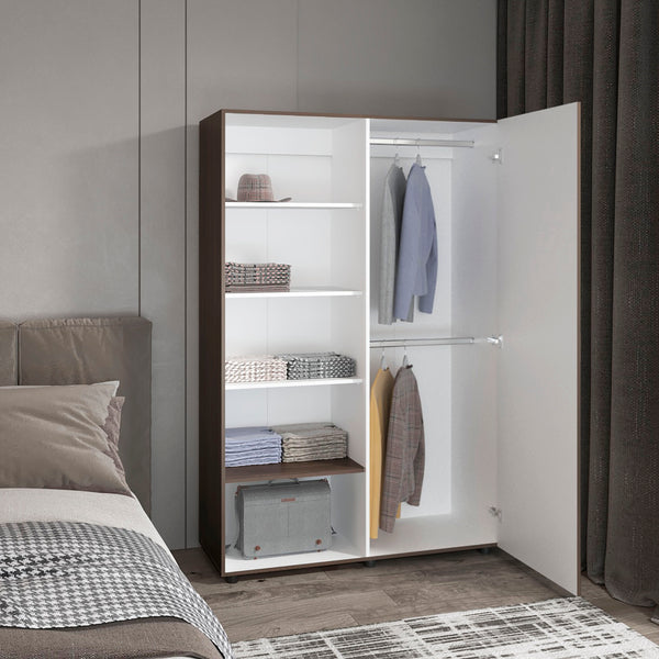 English Elm Eco 72" High 6-Tier Shelf Cabinet Armoire with Two Hanging Rods, Five Shelves, Mobile Storage Unit Multi 79.37 L x 22.83 W x 4.33 H B070S00350