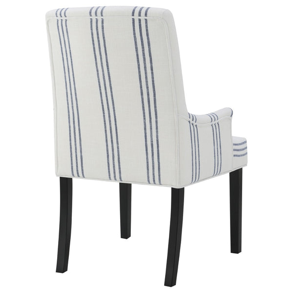 English Elm Draper Striped Polyester Dining Arm Chair with Matte Black Rubberwood Frame Modern B062P441430