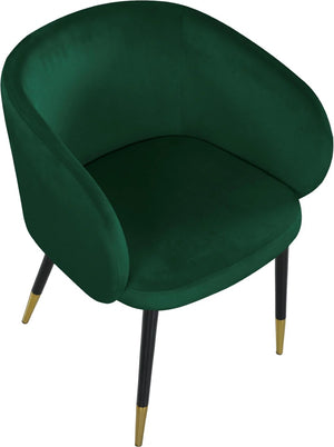 English Elm 1pc Velvet Barrel Back Accent Chair Gold Nailhead Trim Glamorous Curved Seat Green B011P496763