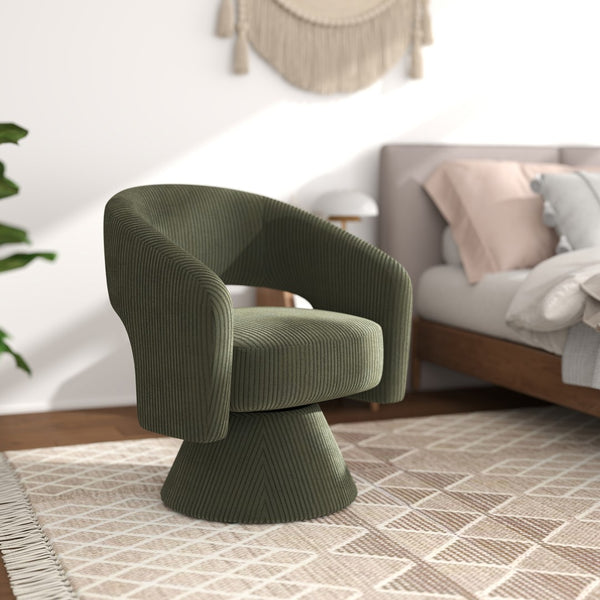 English Elm Swivel Barrel Chair Corduroy Upholstered with 360 Rotation for Living Room Reading W2225P485570