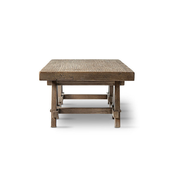 English Elm Hawthorne Reclaimed Elm Trestle Coffee Table Solid Wood Farmhouse Living Room Accent Brown B2719P474449