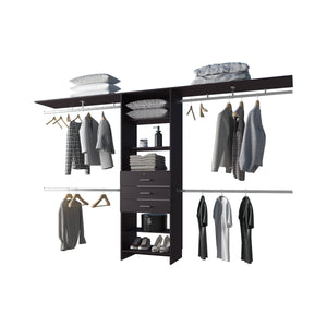 English Elm FM Modular Closet Organizer System with Multiple Hanging Rods, Shelves & Drawers to Maximize Space Wenge 53 L x 21 W x 5 H B128S00052