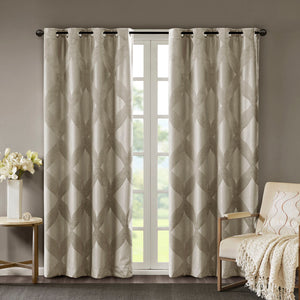 JLA Home SunSmart - Ogee Knitted Jacquard Panel with 100% Total Blackout, Foamback Insulation for Privacy & Sound Dampening Taupe SS40-0121