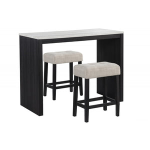 English Elm 47 Faux Marble Sled Counter Height Dining Table 47.25"W Compact Espresso Legs Tufted Chic Bistro Decor B011P375262