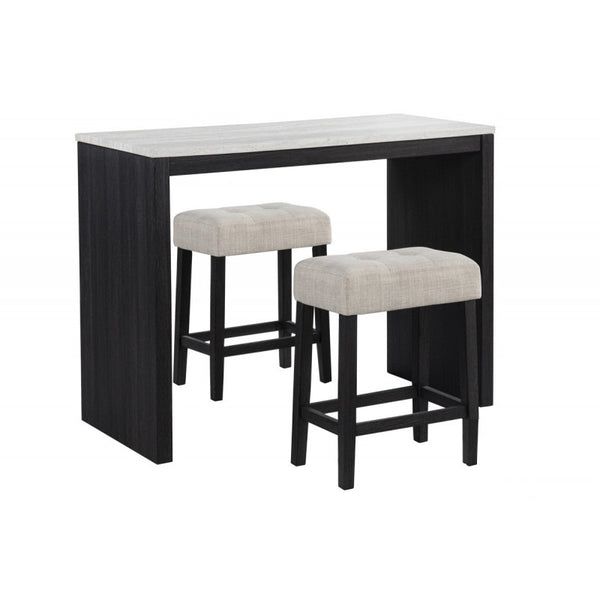 English Elm 47 Faux Marble Sled Counter Height Dining Table 47.25"W Compact Espresso Legs Tufted Chic Bistro Decor B011P375262