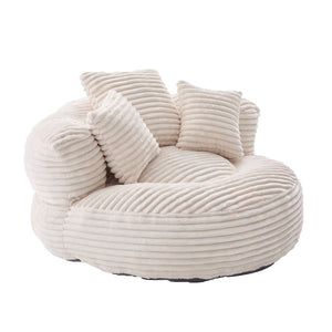 English Elm Bean Bag Sofa Oversized Corduroy Floor Lounge Chair with Armrests Pillows Foam Fill Beige W395P426811