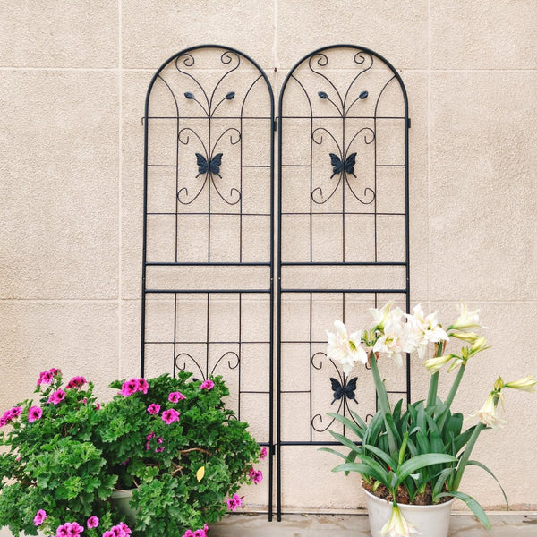 English Elm 4 Pack Powder Coated Steel Garden Trellises Rustproof Climbing Plant Support Panels W1586P266744