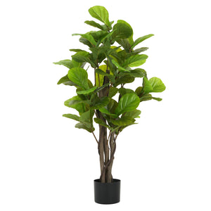 English Elm Christopher Knight Home® - 51" Lifelike Artificial Fiddle Leaf Fig Tree With Black Pot – No Maintenance, Ready To Style Indoors! N772P286774G