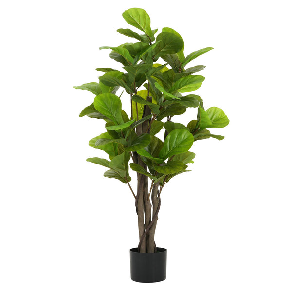 English Elm Christopher Knight Home® - 51" Lifelike Artificial Fiddle Leaf Fig Tree With Black Pot – No Maintenance, Ready To Style Indoors! N772P286774G