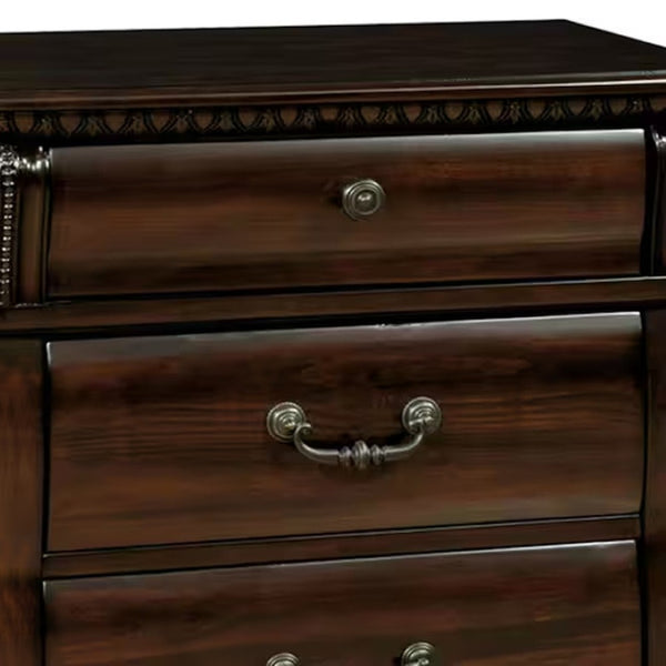 English Elm Cherry Finish Transitional Nightstand Solid Wood Felt Lined Drawer Bedroom Bedside B2741P436967