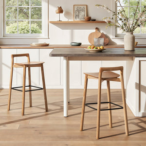 English Elm Jennifer Taylor Home - Sven Modern 30" Low Back Ash Wood Barstool with Black Iron Footrest — Durable, Sustainable Design Brown B2719P391774