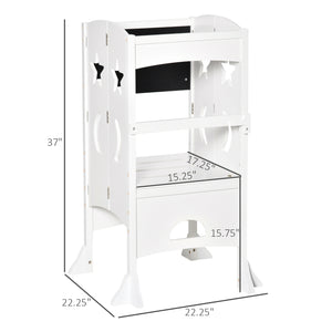 English Elm Qaba Glow-in-the-Dark 2-in-1 Kids Sofa Chair — Convertible Fold-Out Toddler Couch, Washable Cover White W2225P229352